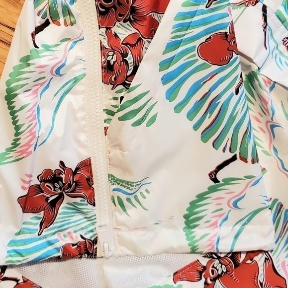 LEVI'S Tropical Hawaiian Floral Flower  White Windbreaker Hooded Jacket Size L - Picture 12 of 12
